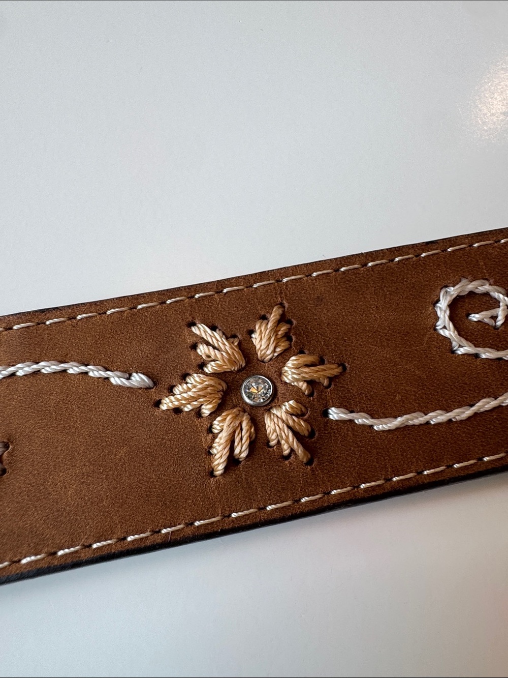 Nocona Brown Leather Floral Western Belt with Engraved Silver Buckle - Medium - Picture 7 of 9